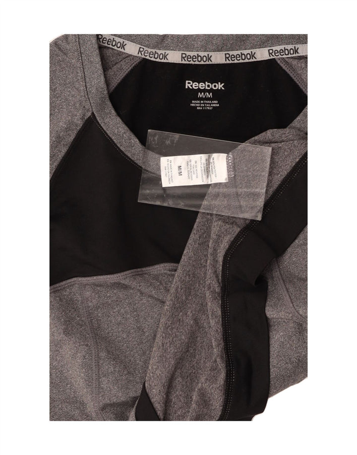 REEBOK Womens Top Long Sleeve UK 12 Medium Grey Colourblock Polyester Vintage Reebok and Second-Hand Reebok from Messina Hembry 