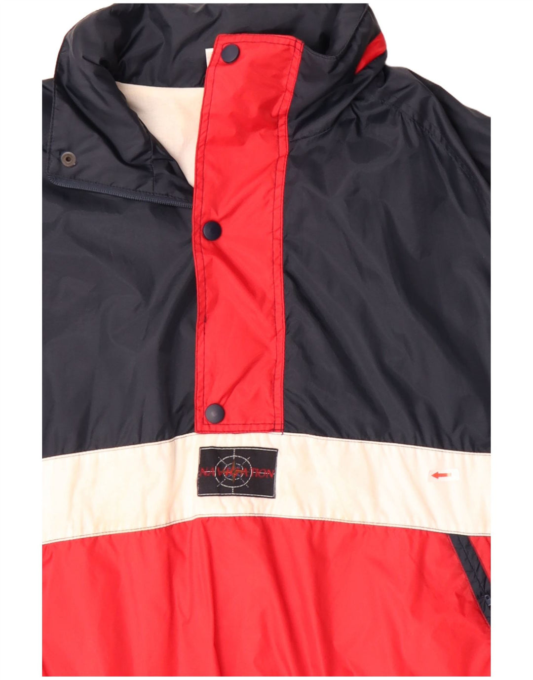 Marcel Clair Męska kurtka Anorak UK 40, duża, granatowa, z blokami kolorów, poliamid