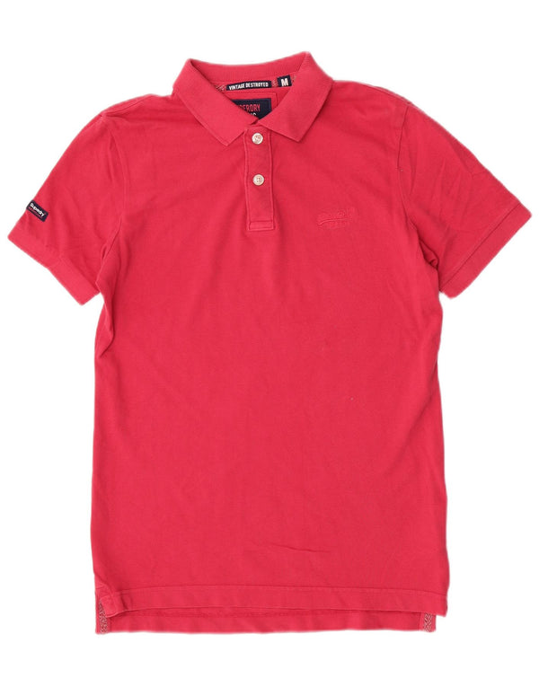 Męska koszulka polo Superdry z krótkim rękawem, średnioróżowa, bawełniana