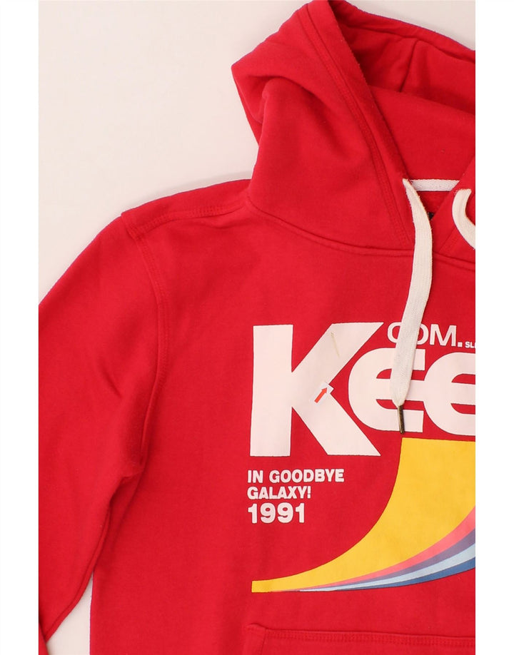 KEEN Mens Graphic Hoodie Jumper Small Red Cotton Vintage Keen and Second-Hand Keen from Messina Hembry 
