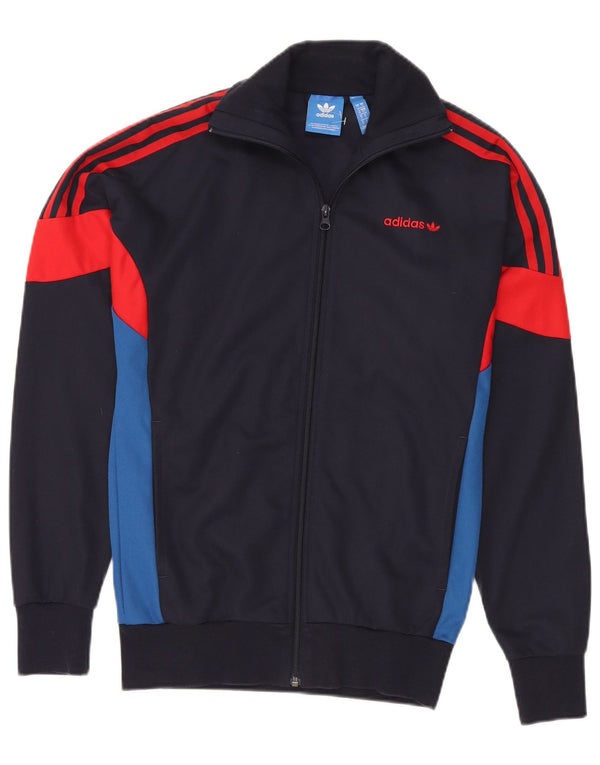 Adidas Mens Originals Dresowa kurtka górna, mała, granatowa, z blokami kolorów
