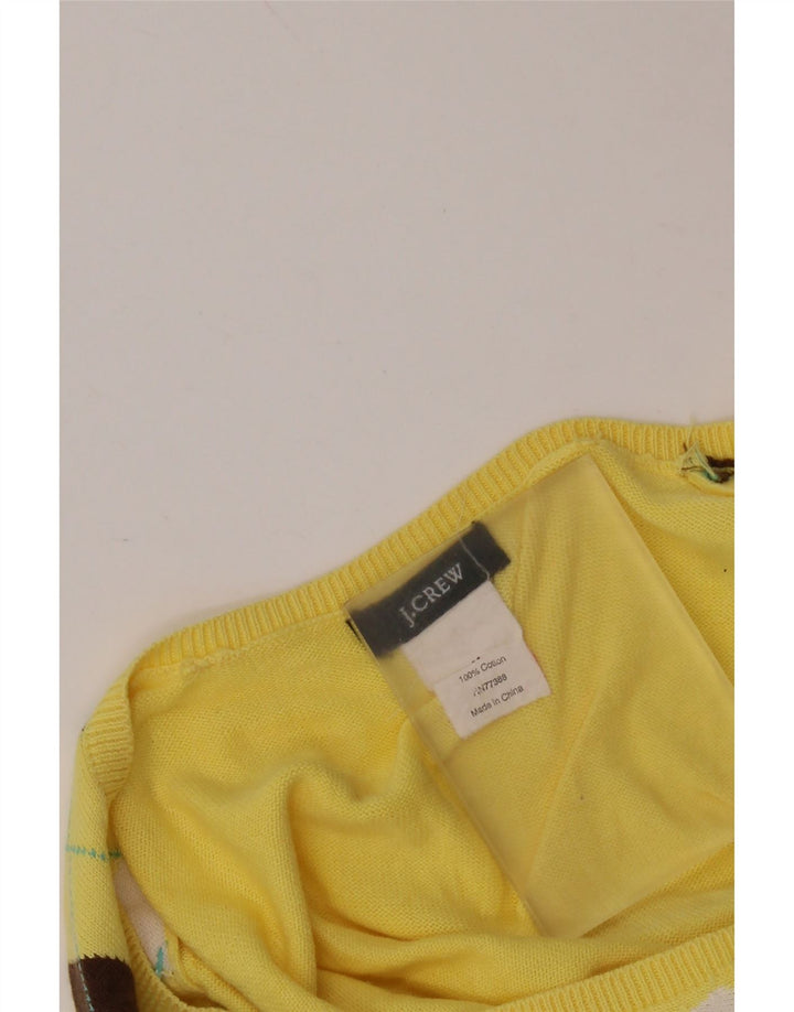 J. CREW Damski sweter z dekoltem w kształcie litery V, UK 12, średni żółty Argyle/Diament