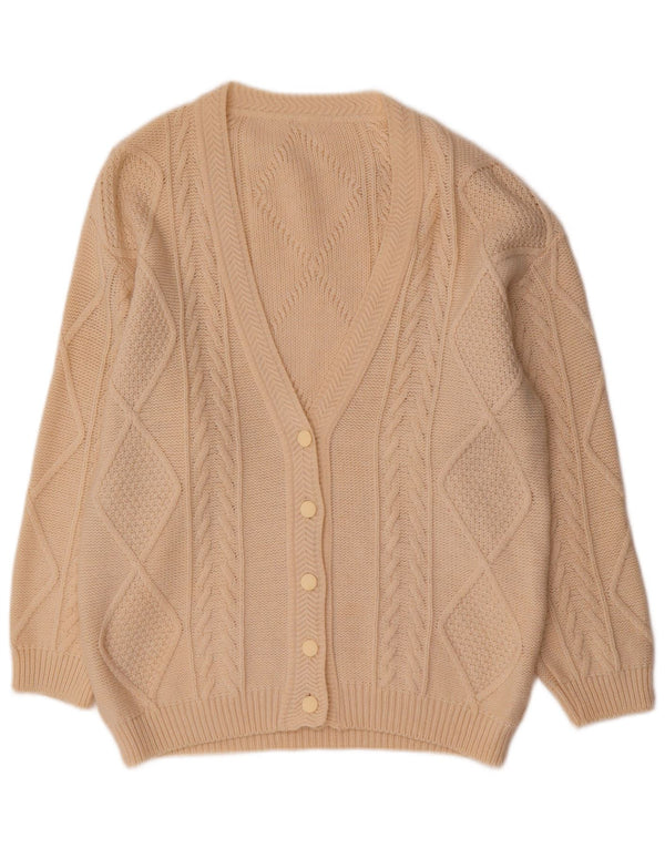 Sweter damski w stylu vintage, UK 14, średnia beżowa wełna