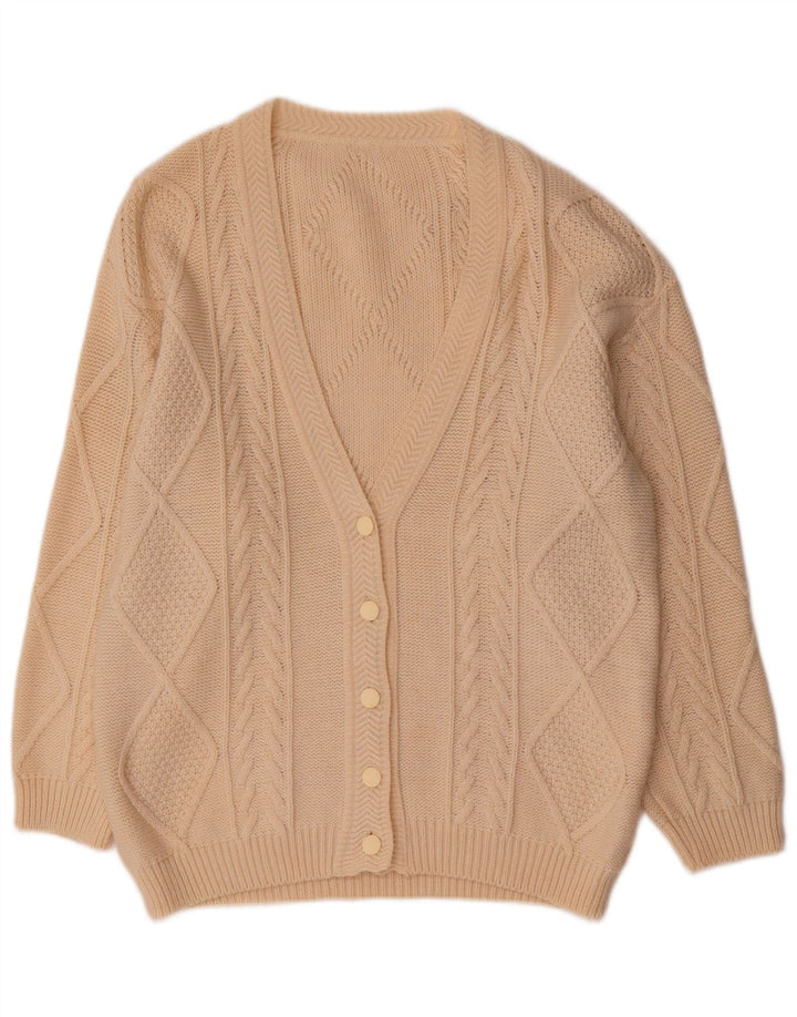 Sweter damski w stylu vintage, UK 14, średnia beżowa wełna