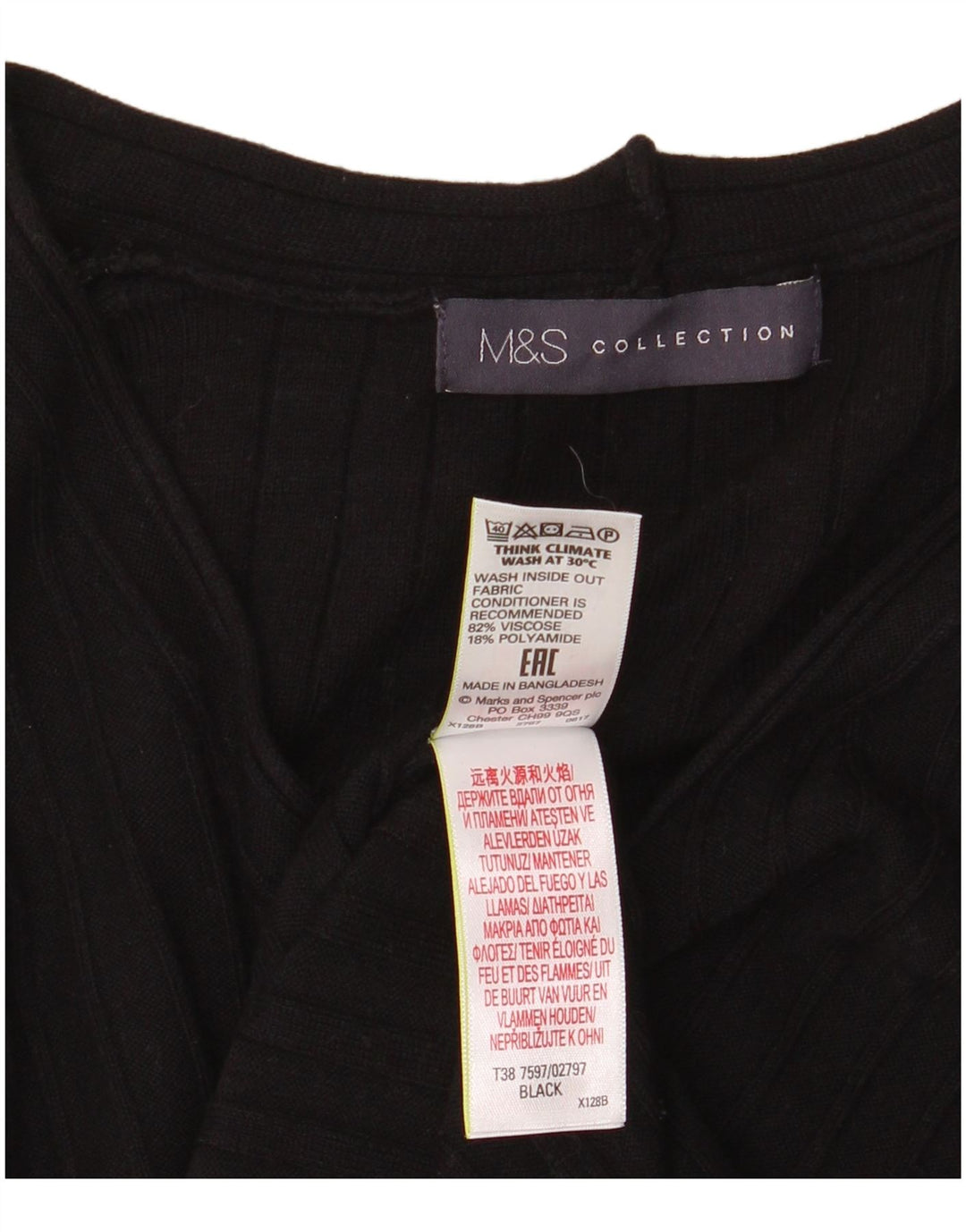 Marks & Spencer Damski sweter z dekoltem w kształcie litery V, UK 8 Small, czarna wiskoza