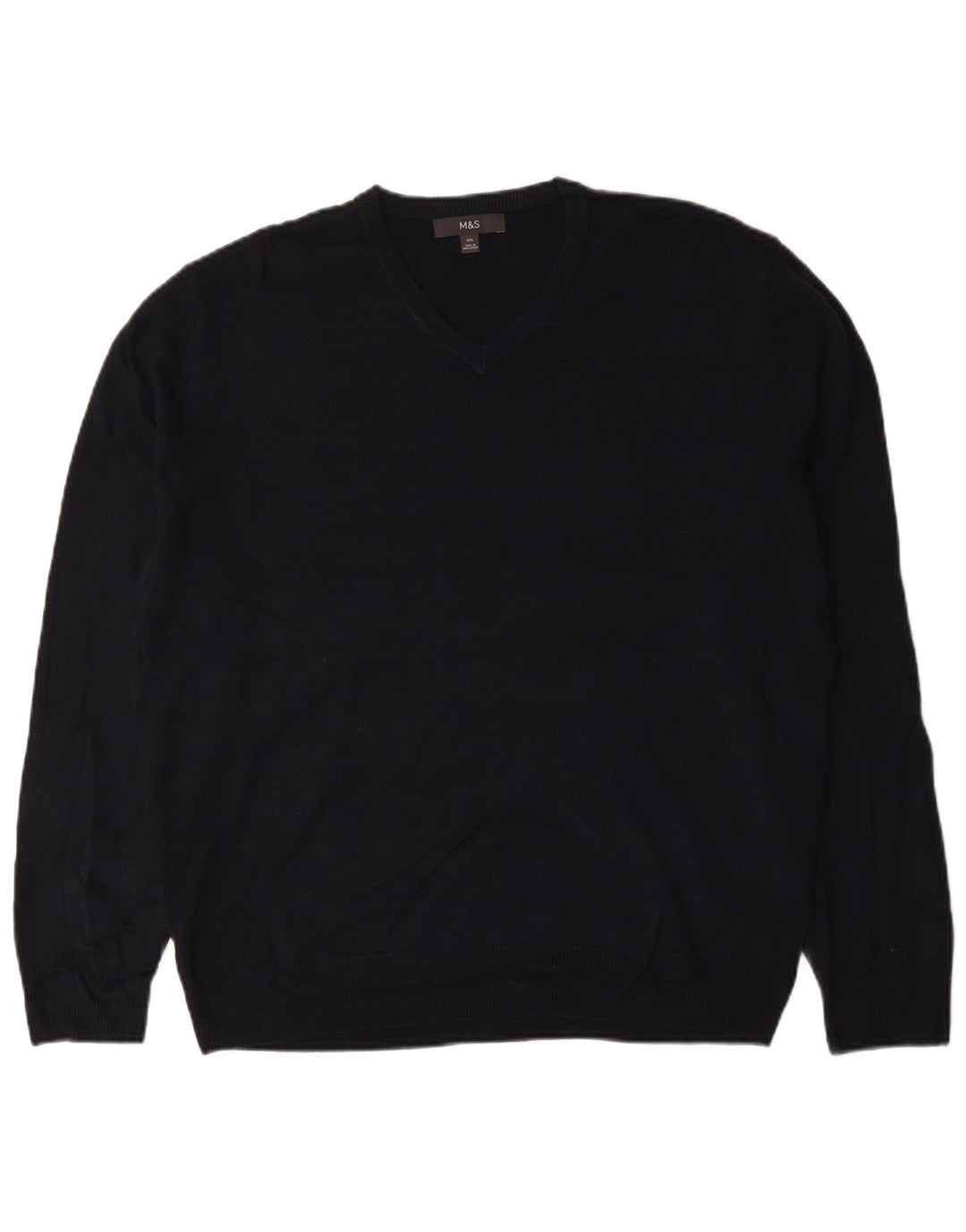 Marks & Spencer Męski sweter z dekoltem w kształcie litery V, 2XL, czarny akryl