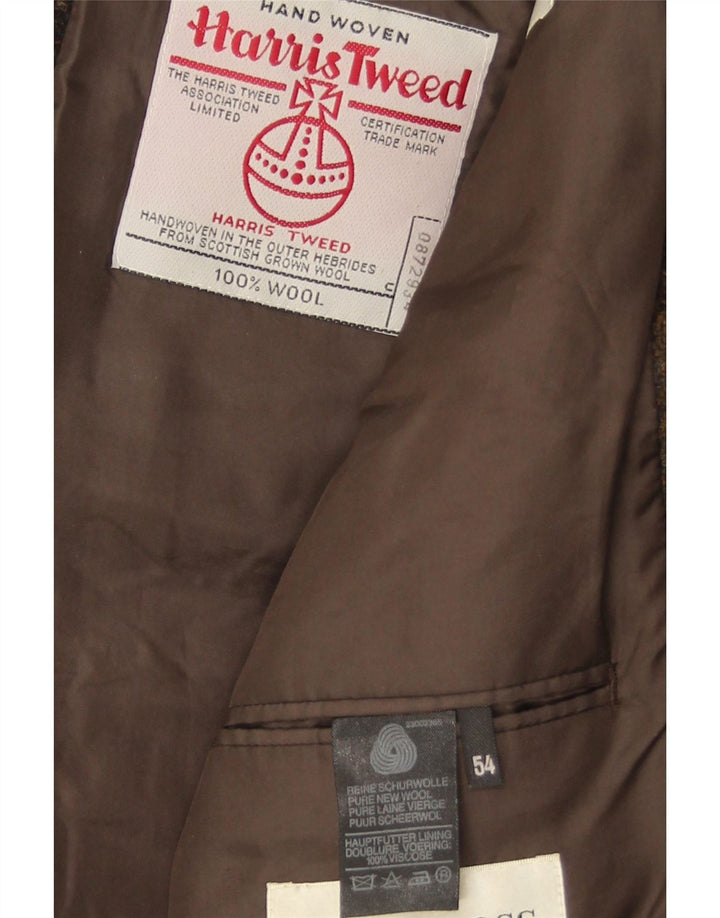 HARRIS TWEED Męska marynarka zapinana na 2 guziki IT 54 2XL Brązowa kratka, nowa wełna