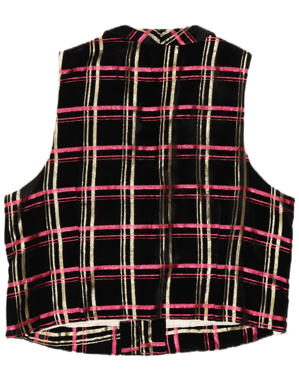 Aksamitna kamizelka damska VINTAGE UK 18 XL w czarną kratkę