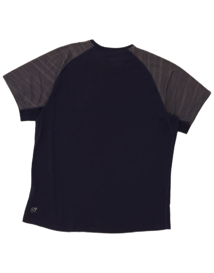 T-shirt męski Puma, top XL, granatowy, poliester z blokami kolorów