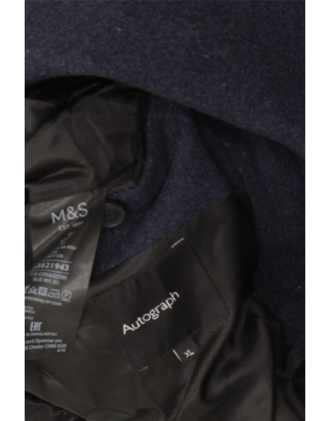 Marks & Spencer Płaszcz męski UK 42 XL, granatowy, wełniany