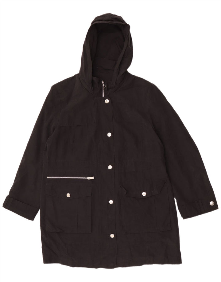 Damski płaszcz przeciwdeszczowy z kapturem Dkny UK 18 XL, czarny poliester