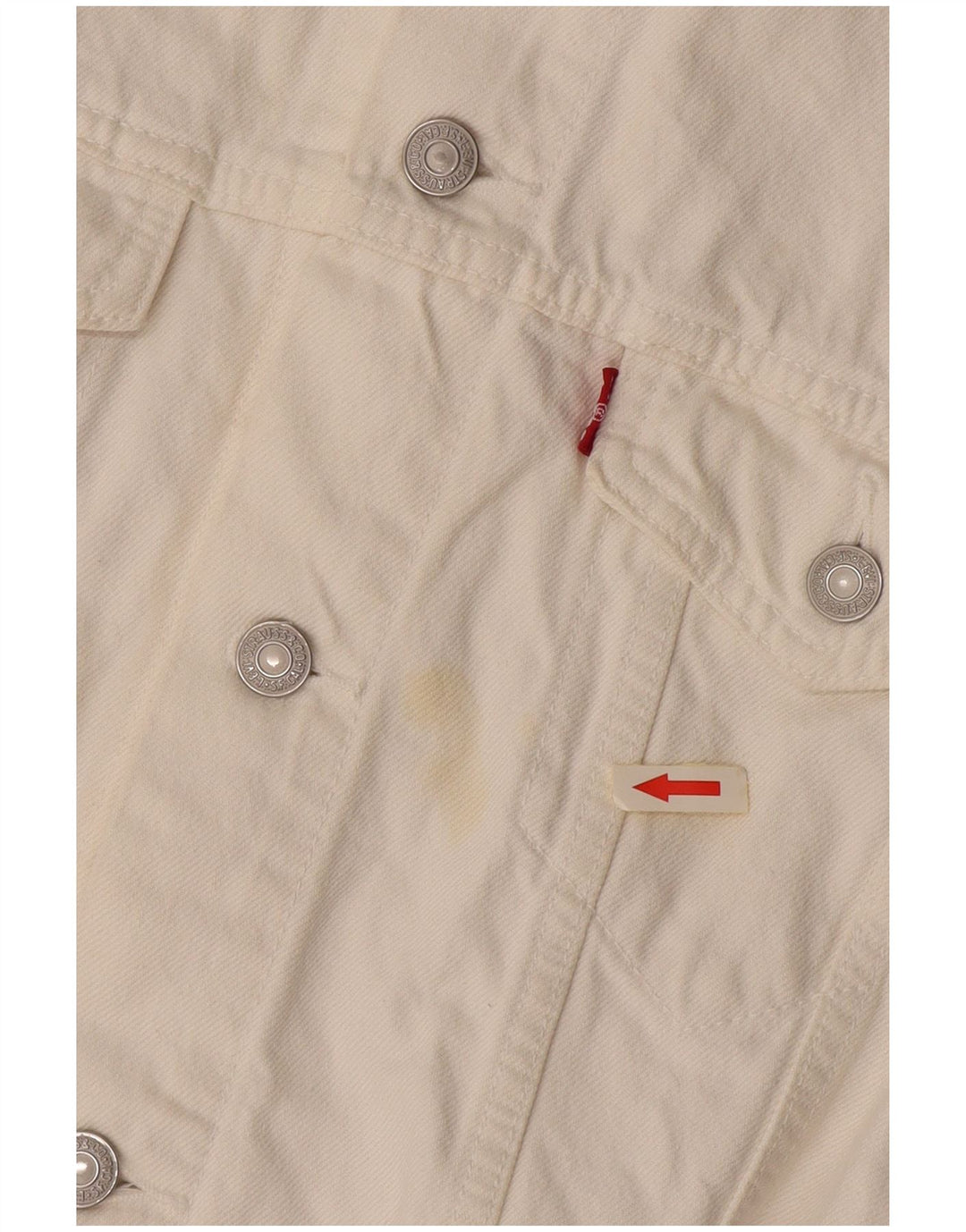 Damska kamizelka dżinsowa LEVI'S Crop UK 16, duża, biała, bawełniana