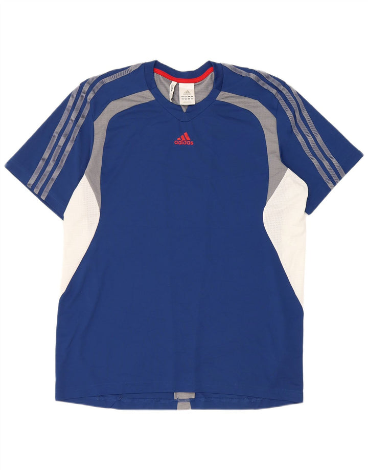 Adidas Męska koszulka Climacool Top, duża, niebieska, poliestrowa z blokami kolorów