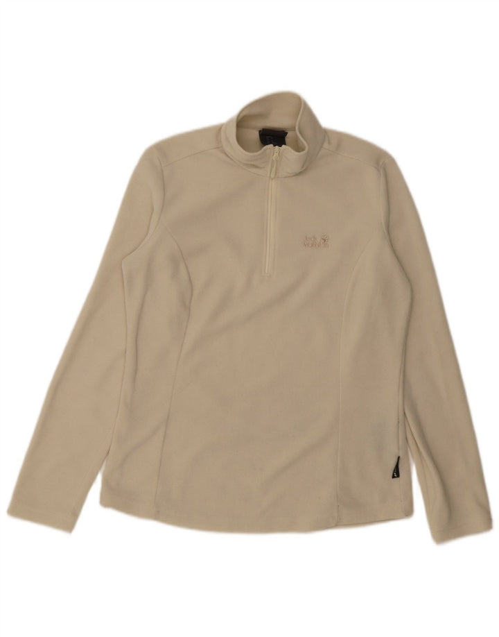 Damski sweter polarowy Jack Wolfskin z zamkiem błyskawicznym UK 12, średni beżowy poliester