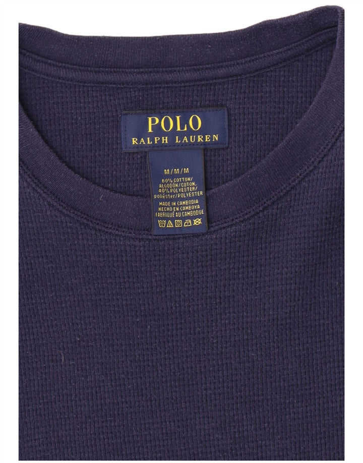 Koszulka POLO RALPH LAUREN Męska koszulka z długim rękawem, średnia, granatowa, bawełniana
