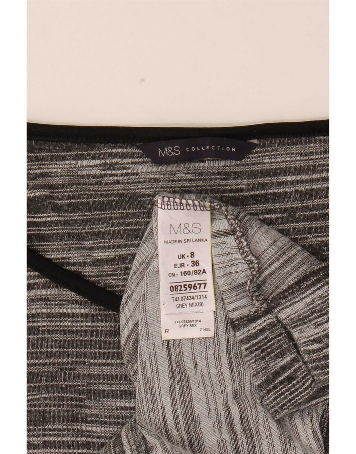 Marks & Spencer Damski top z rękawem 3/4, UK 8, mały, szary, nakrapiany wiskoza