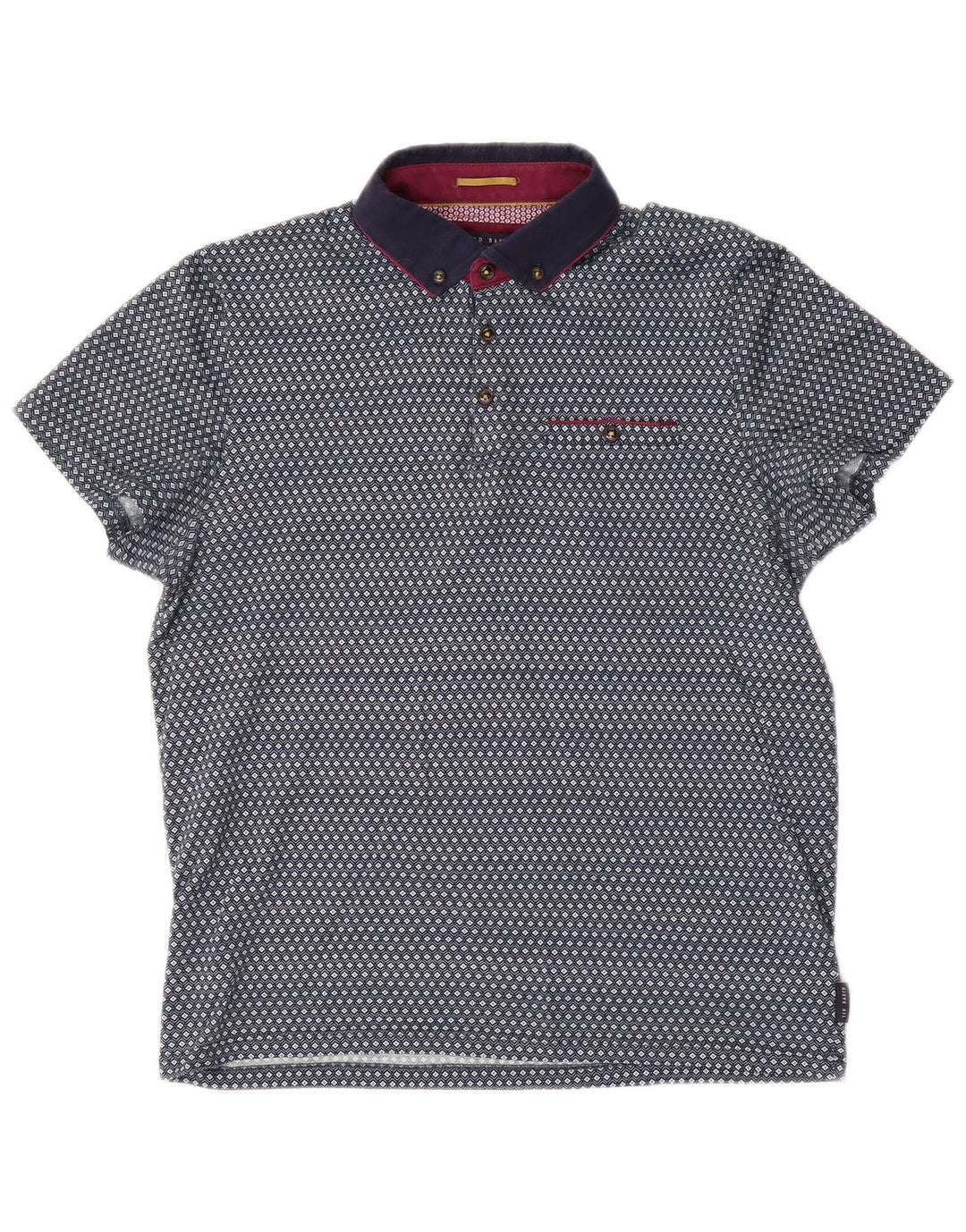 Męska koszulka polo Ted Baker, rozmiar 3, średnia niebieska, z geometrycznej bawełny