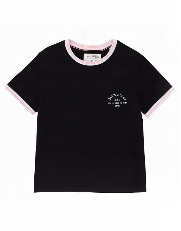 Damska koszulka graficzna Jack Wills Top UK 12, średnia, granatowa, bawełniana
