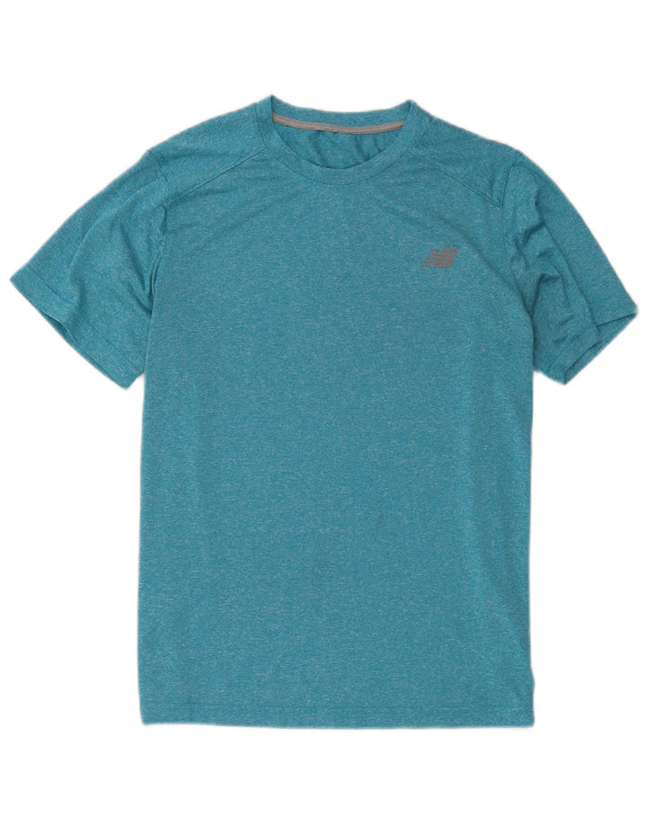 T-shirt męski New Balance, mały, niebieski, poliestrowy