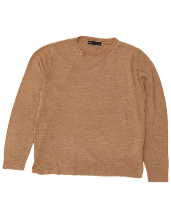 Marks & Spencer Damski sweter z okrągłym dekoltem, UK 14, średni beż, akryl