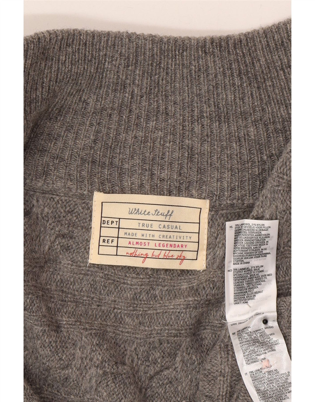 Damski sweter poncho White Stuff w jednym rozmiarze, szary, wełniany