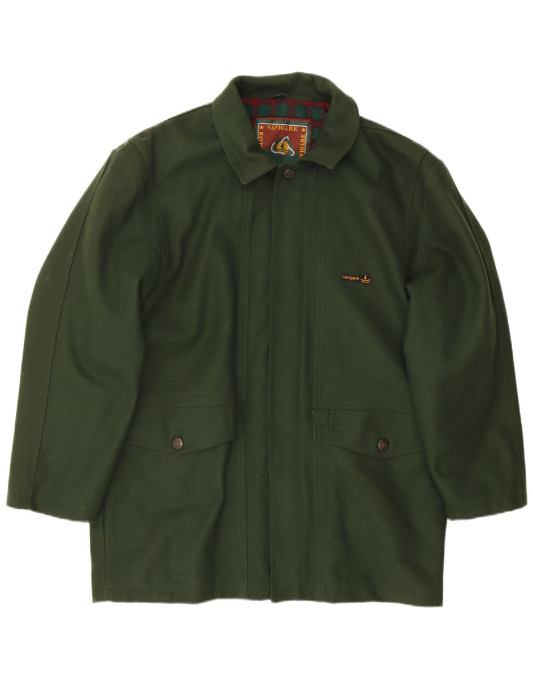 Płaszcz męski Navigare UK 40, duży, zielony, wełniany