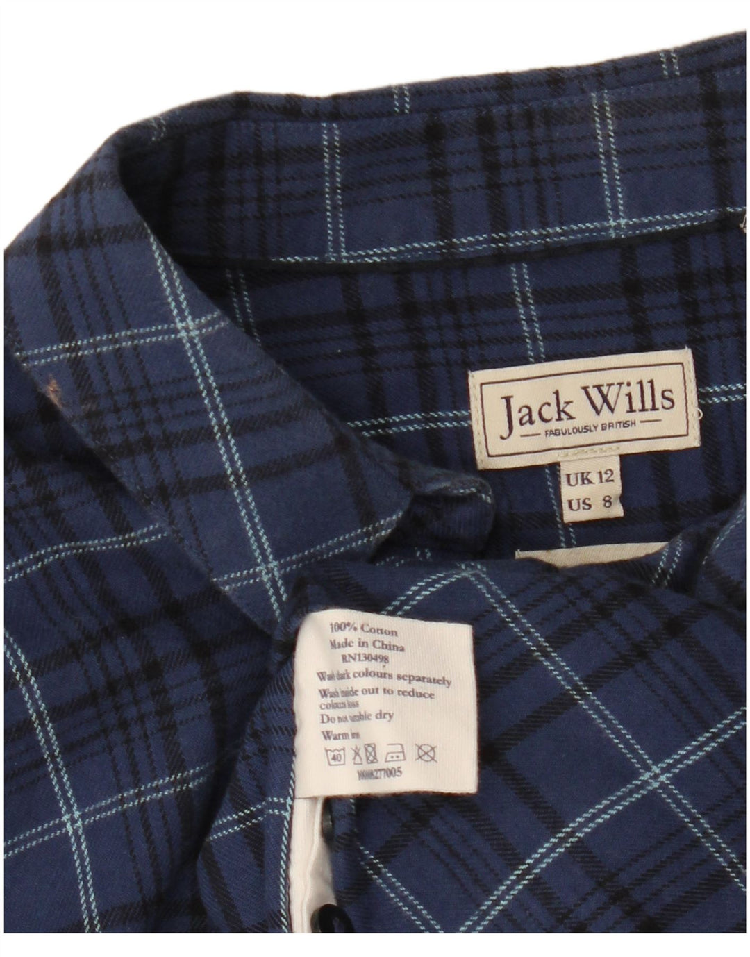 Koszula flanelowa damska JACK WILLS UK 12, średnia, granatowa, bawełniana w kratkę