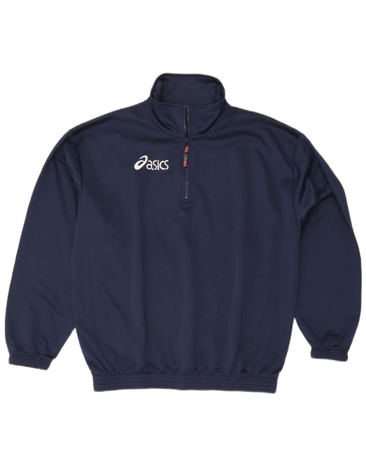 Męska bluza z zamkiem błyskawicznym Asics, duży granatowy poliester