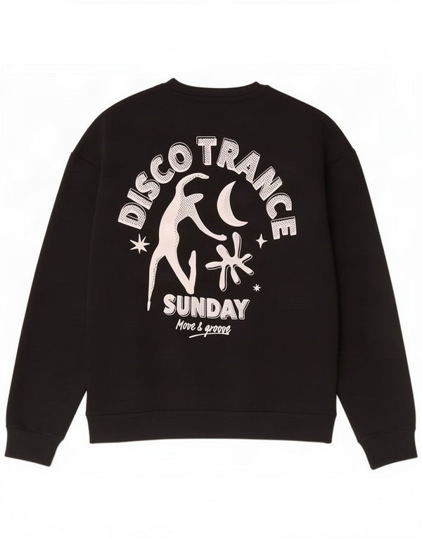 Jack & Jones Mens Graphic Sweatshirt Jumper Small Black Cotton