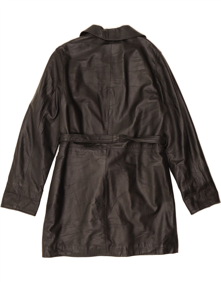 MAX Womens Leather Coat UK 14 Large Black Vintage Max and Second-Hand Max from Messina Hembry 