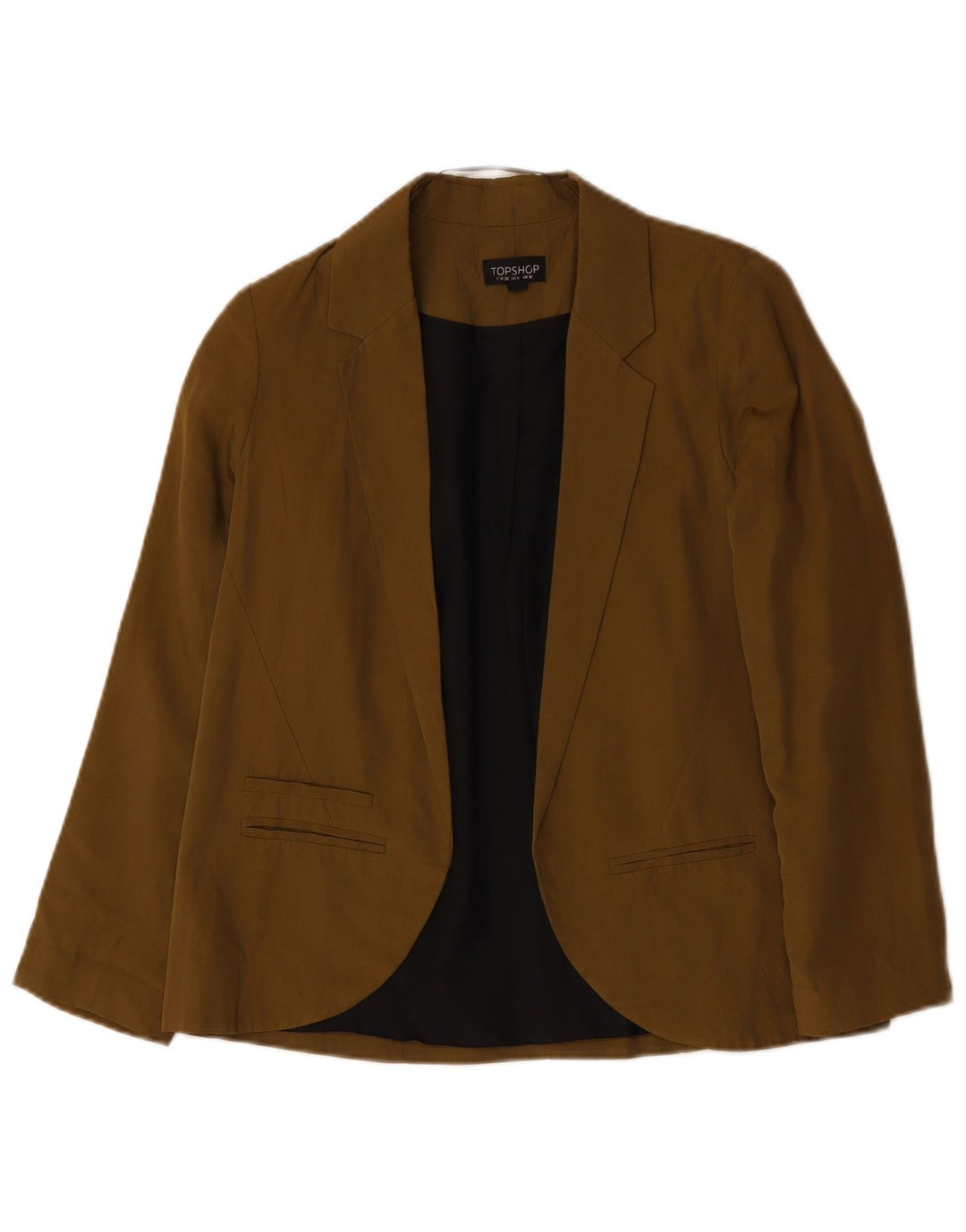 TOPSHOP Damska, oversize'owa, otwarta marynarka UK 10, mała, khaki, lyocell
