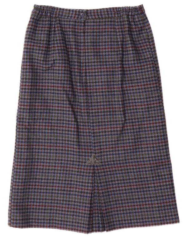 Vintage damska spódnica ołówkowa UK 14 Medium W28 niebieska pepitka