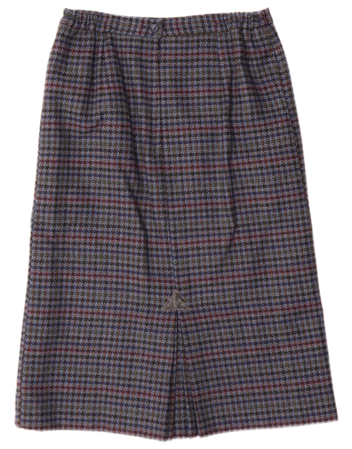 Vintage damska spódnica ołówkowa UK 14 Medium W28 niebieska pepitka