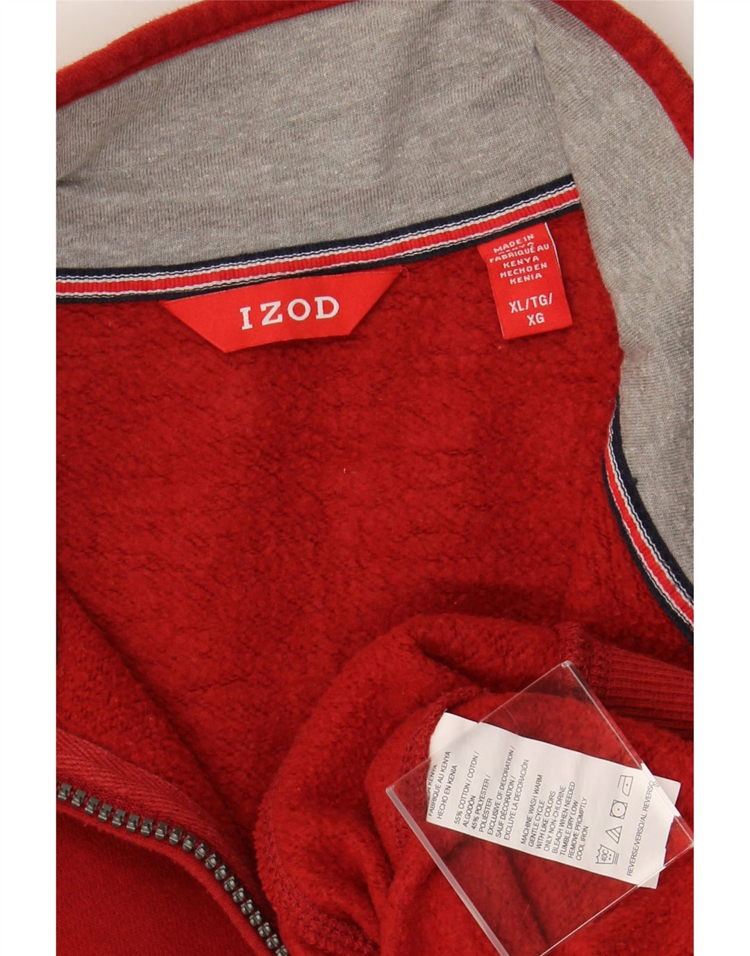IZOD Męski sweter z zamkiem błyskawicznym XL, czerwony, bawełniany
