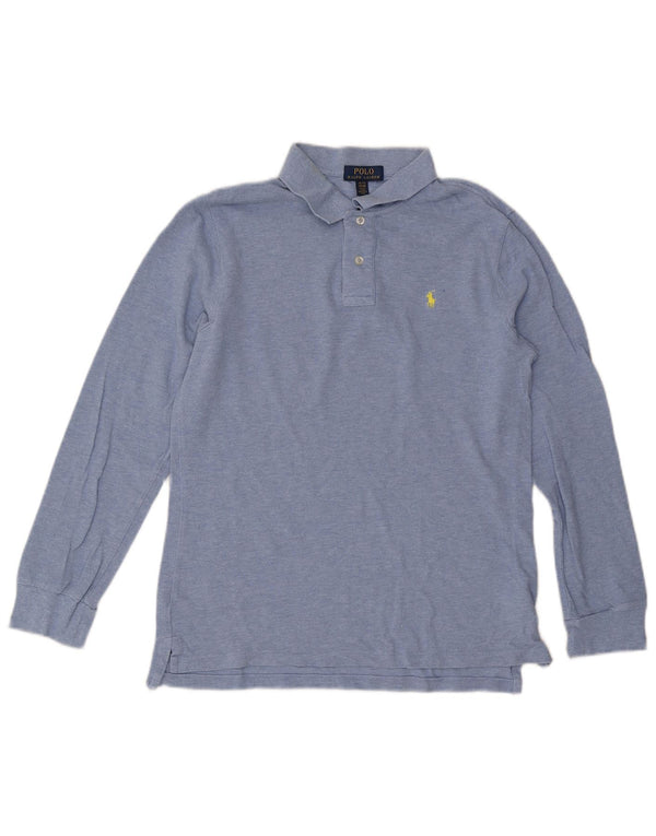 Polo Ralph Lauren Chłopięca koszulka polo z długim rękawem, 15-16 lat, XL, niebieska nakrapiana