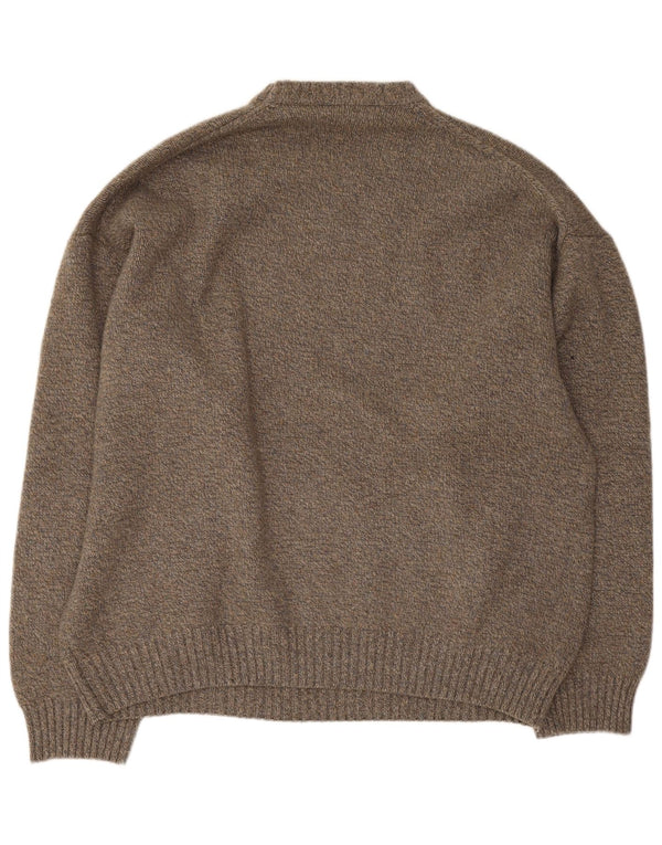 Vintage męski sweter z okrągłym dekoltem IT 54 XL, szary, nakrapiany kaszmir