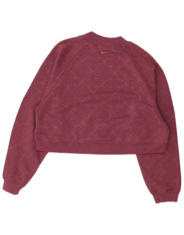 Damska bluza dresowa Nike Crop Oversize UK 6 XS Burgundowa bawełniana kratka