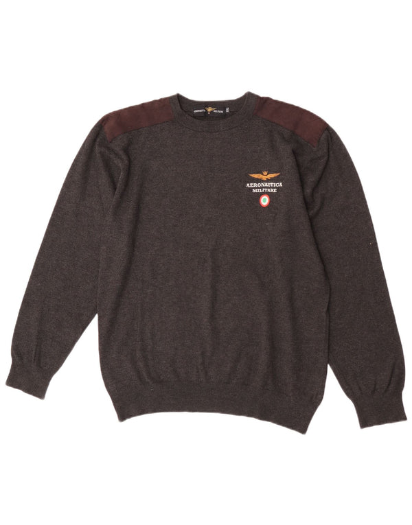 Damski sweter z okrągłym dekoltem Aeronautica Militare UK 20 2XL Szara wełna