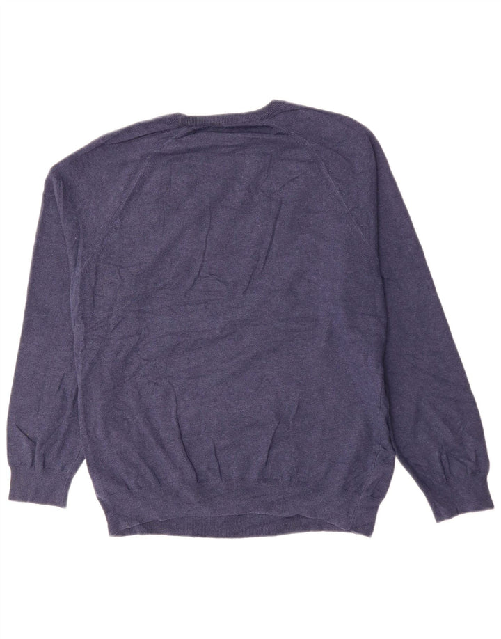 FRENCH CONNECTION Męski sweter z okrągłym dekoltem, duży, granatowy, bawełniany