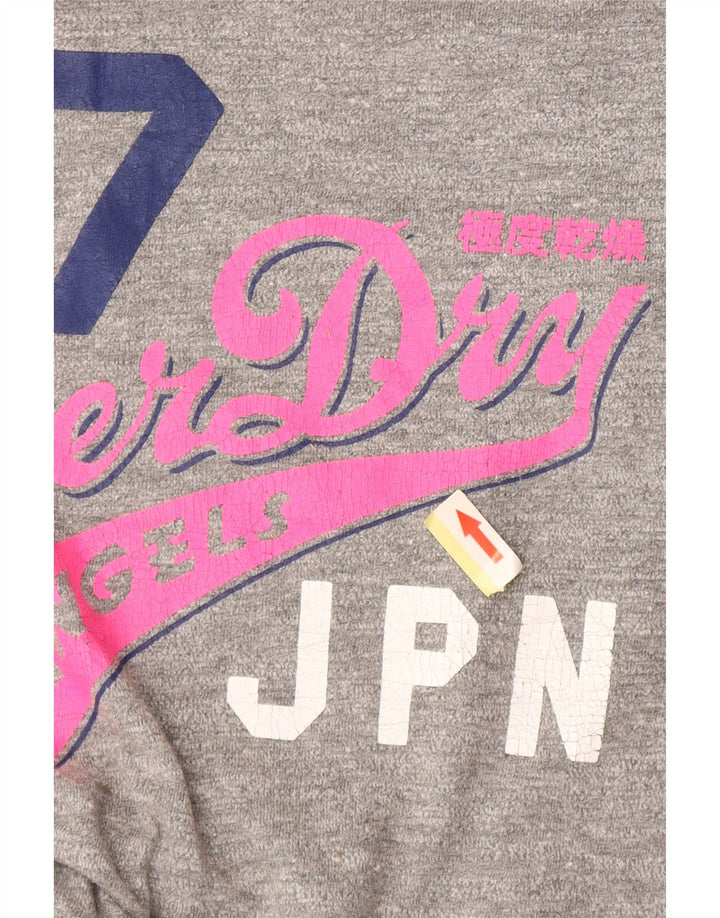 Damski T-shirt z grafiką Superdry Top UK 14, duży, szary, bawełniany
