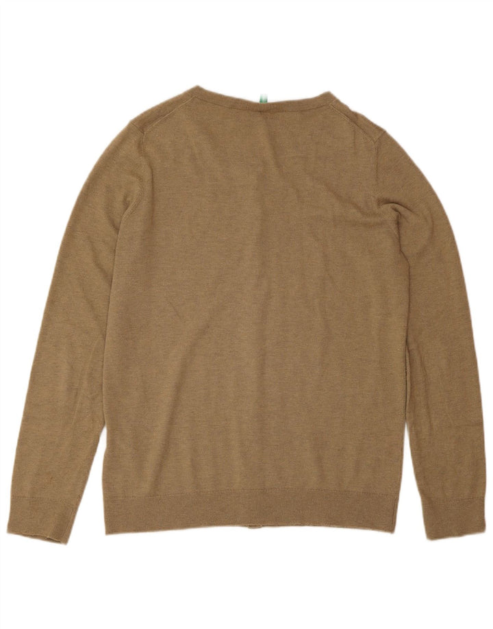 Damski sweter rozpinany Benetton UK 12 Średni brązowy poliamid