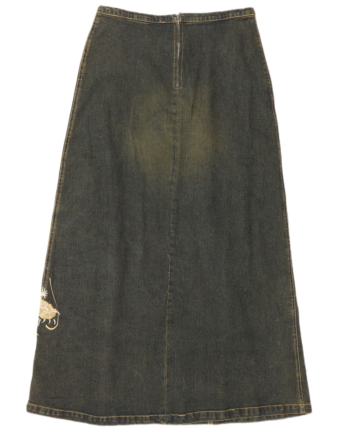 Damska spódnica jeansowa VINTAGE Graphic UK 12 Medium W30 Niebieska bawełna