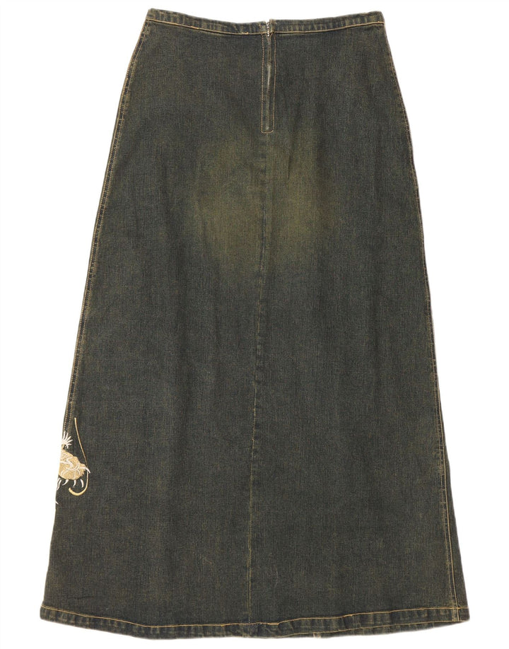 Damska spódnica jeansowa VINTAGE Graphic UK 12 Medium W30 Niebieska bawełna