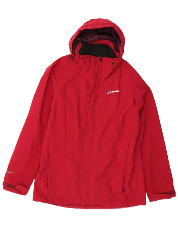 BERGHAUS Womens Hooded Windbreaker Jacket UK 14 Large Red Polyamide