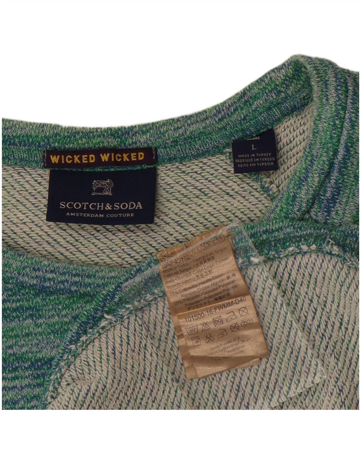 Sweter damski SCOTCH & SODA z dekoltem w łódkę UK 16, duży, zielony nakrapiany