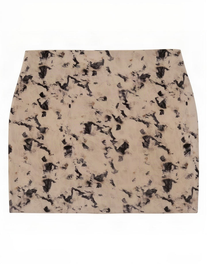 Spódnica mini Zara damska w abstrakcyjny wzór, duża, W30, beżowa