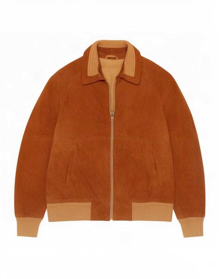 Męska zamszowa kurtka bomber w stylu vintage IT 52 XL w kolorze brązowym