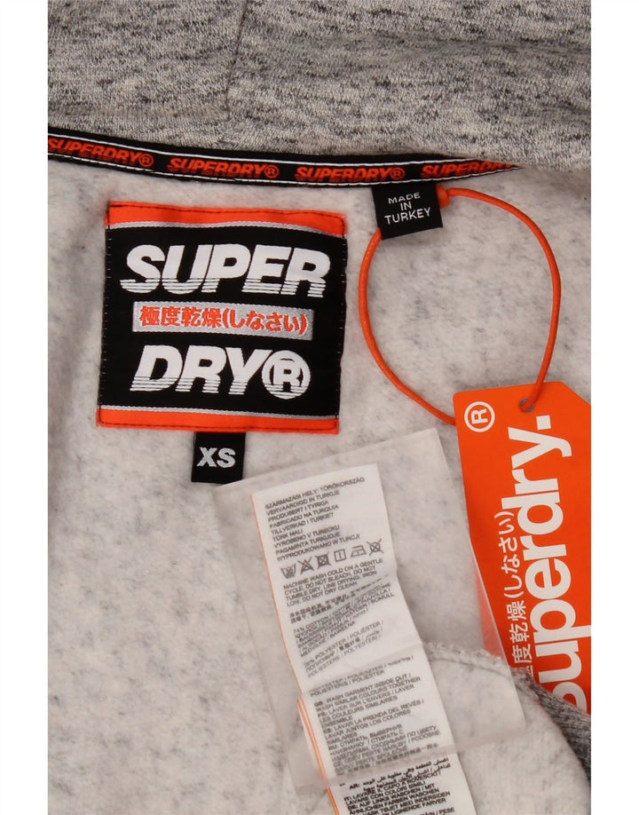 SUPERDRY Męski sweter z kapturem i zamkiem błyskawicznym XS, szary, z plamkami, bawełniany
