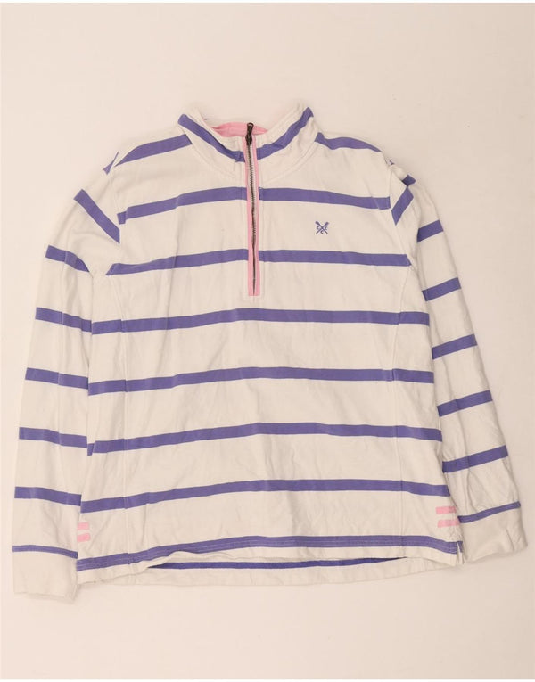 Crew Clothing Damska bluza z zamkiem błyskawicznym, UK 16, duże, białe paski