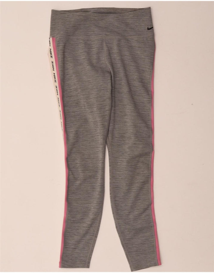 Damskie legginsy Nike Dri Fit Graphic UK 12, średnioszare, poliestrowe plamki